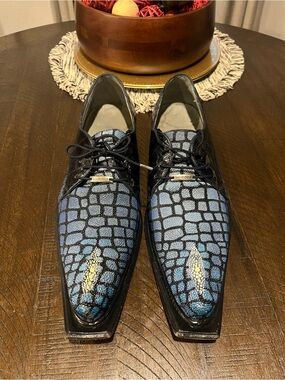 Belvedere Genuine Stingray & Eel Square-Toe Oxfords